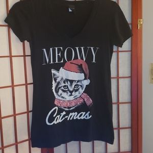 💥3/$10.Meowy Cat-Mas Tee Junior Large
